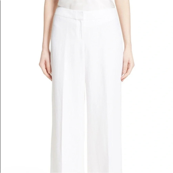 Lafayette 148  White Linen Menswear Pants size 16 - Picture 2 of 10